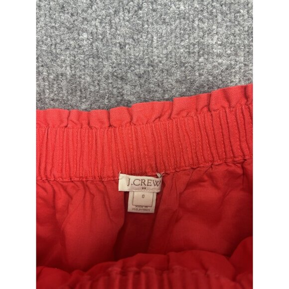 J Crew Skirt Womens 0 Red Linen Cotton Blend Pull On Elastic Waist Summer Casual - Picture 2 of 6